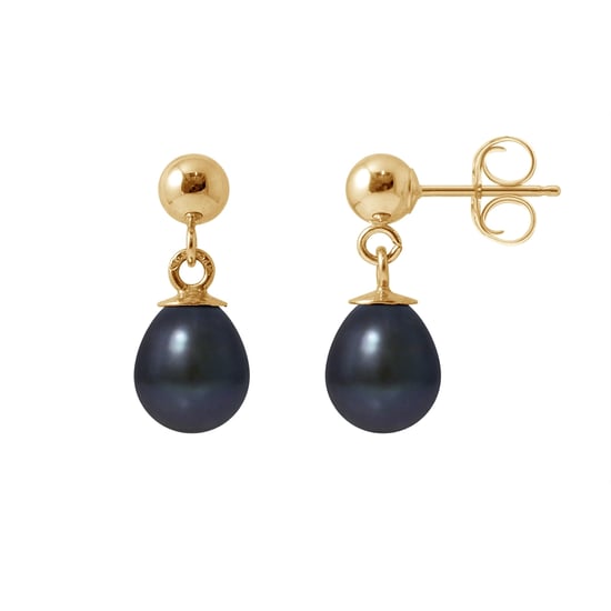 Black Freshwater Pearls Earrings and yellow gold 750/1000