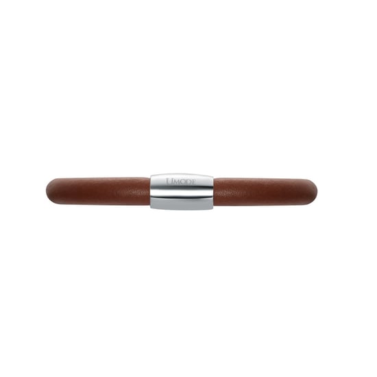Light Brown Leather Charm's Bracelet and Stainless Steel