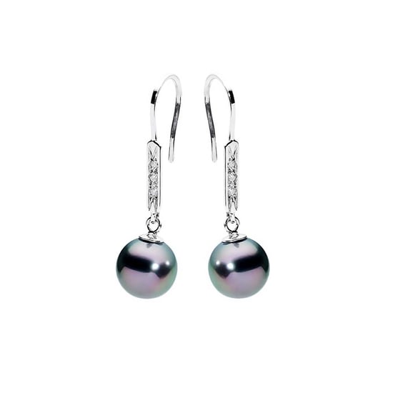 Tahitian Pearls Diamond Dangling Hooks Earrings and white gold 750/1000