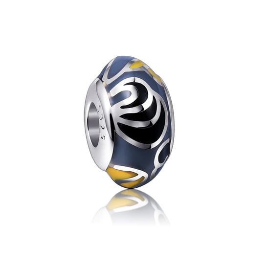 925 Silver and Grey and Yellow enamel Charms bead