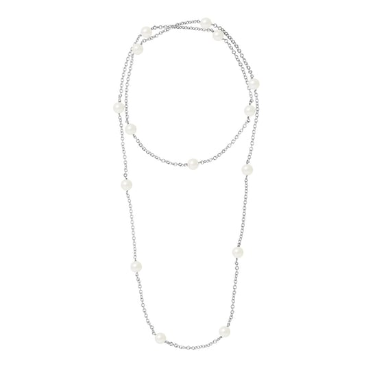 925 Sterling Silver Long Necklace and White Freshwater Pearls
