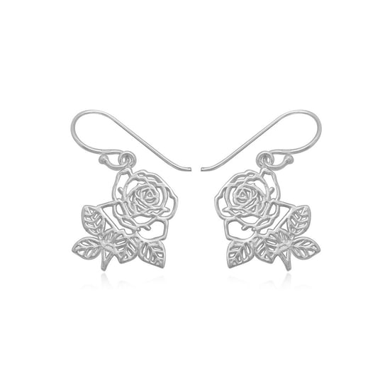 Hanging Earrings with Hook Roses in 925 Silver