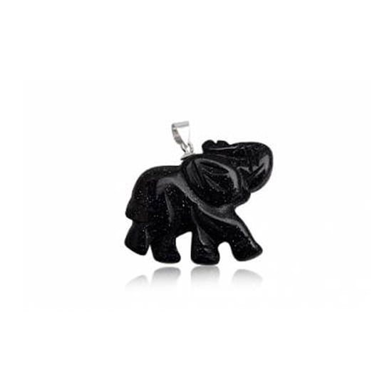 Elephant Pendant in Blue Sandstone and 925 Silver