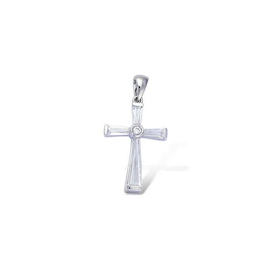 Zirconium and 925/1000 Silver Women or Men Cross Pendant