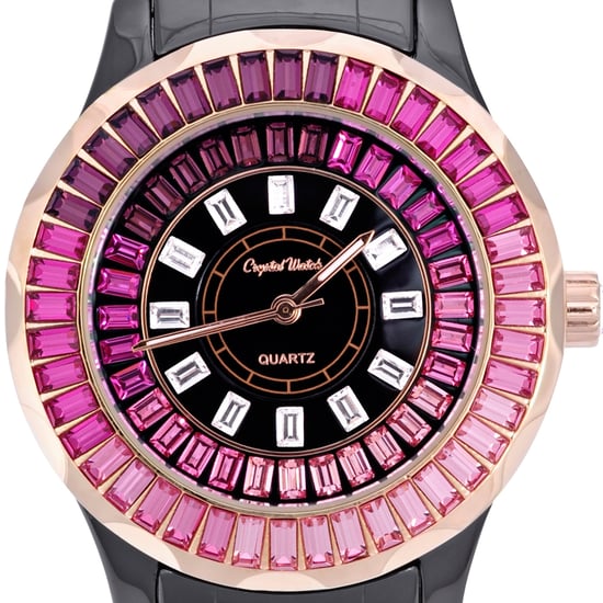 Swarovski - Black Ceramic and Pink Swarovski Crystal Elements Watch