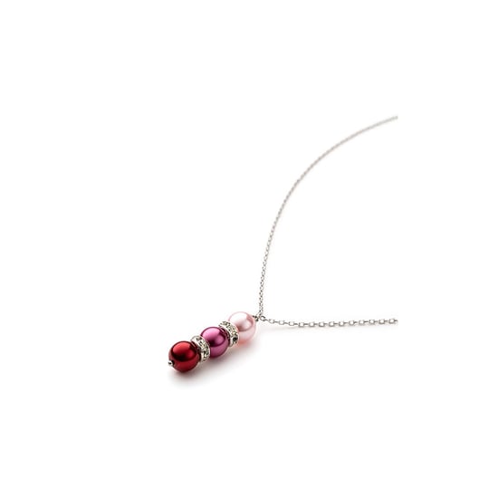 Pink Pearls and Crystal Pendant and Earrings Set