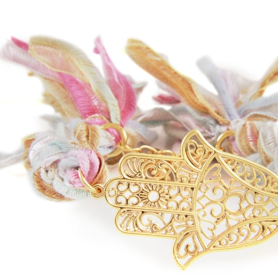 Ettika - Multicolor Ribbons and Yellow Gold Hamsa Bracelet