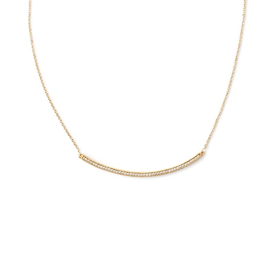 Yellow Gold Plated Necklace and White Cubic Zirconia
