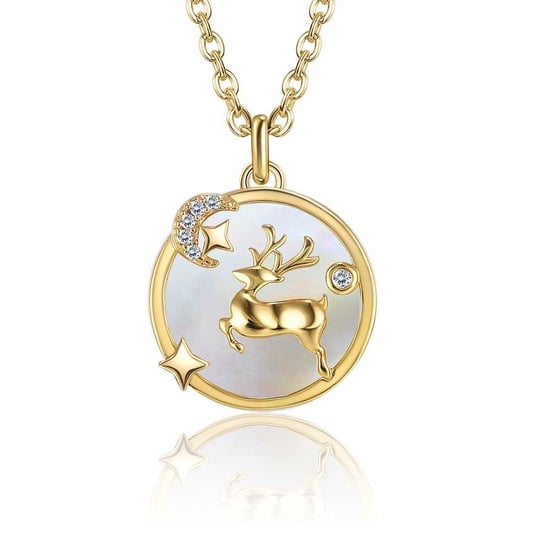 Swarovski - Geelgoud vergulde damesketting met rendierhanger met witte Swarovski-kristal - Image 2