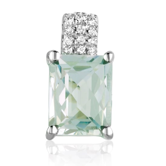 Swarovski - 26 White Swarovski Zirconia and Light Green Amethyst and 925 Silver Earrings