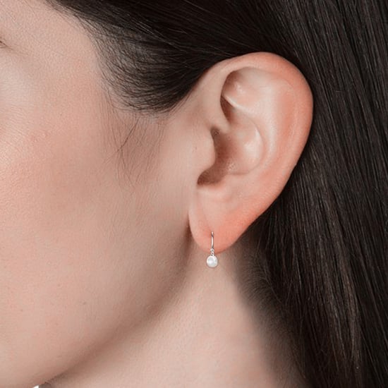 Swarovski - White Swarovski Elements Crystal and Pearl Dangling Earrings