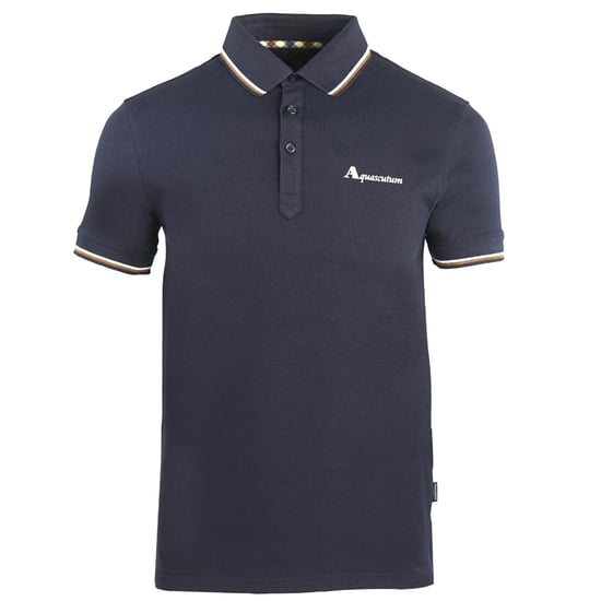 Aquascutum Brand Logo Navy Polo Shirt