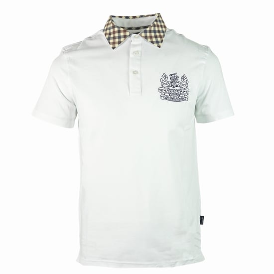 Aquascutum Signature wit poloshirt met geruite kraag - Image 1