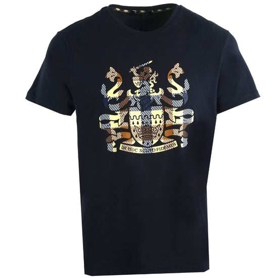 Aquascutum Aldis geruit logo marineblauw T-shirt - Image 1