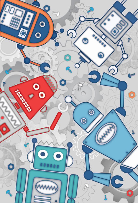 Robot Muurschildering Blauw - Image 1