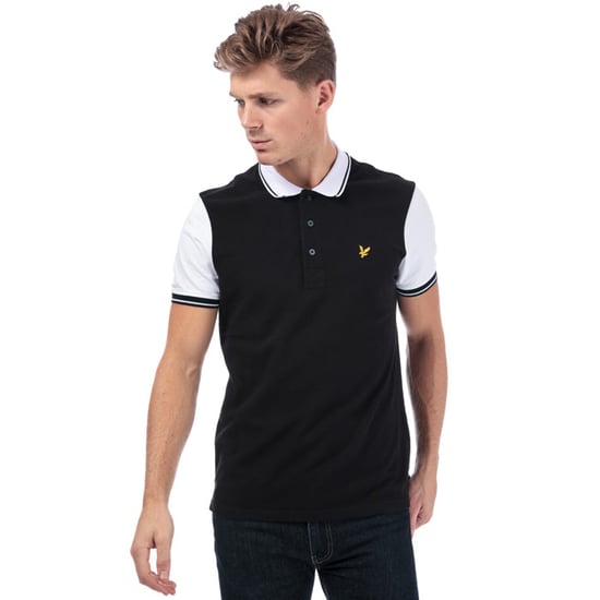 Lyle & Scott poloshirt met constrasterende boord voor heren in zwart-wit - Image 1