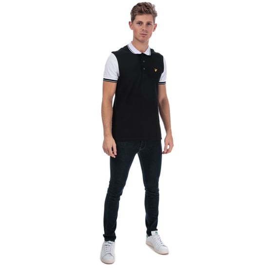 Lyle & Scott poloshirt met constrasterende boord voor heren in zwart-wit - Image 3