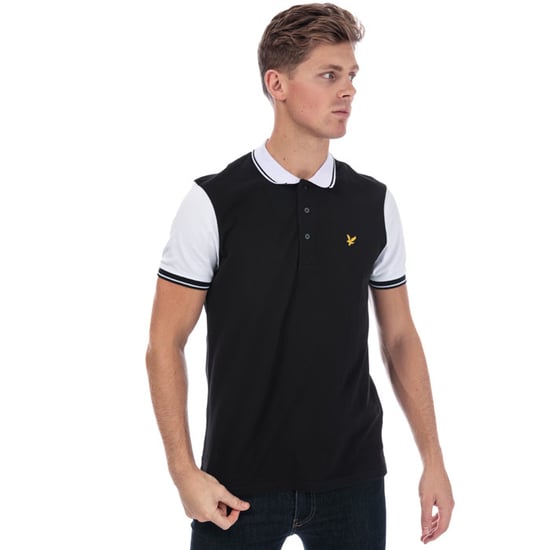 Lyle & Scott poloshirt met constrasterende boord voor heren in zwart-wit - Image 4