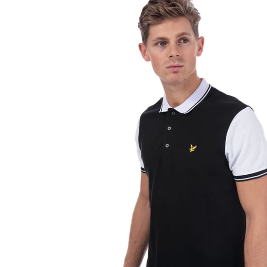 Lyle & Scott poloshirt met constrasterende boord voor heren in zwart-wit - Image 5