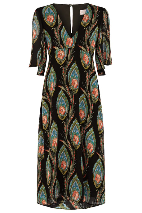 Ophelia Midi V-neck Dress in Black