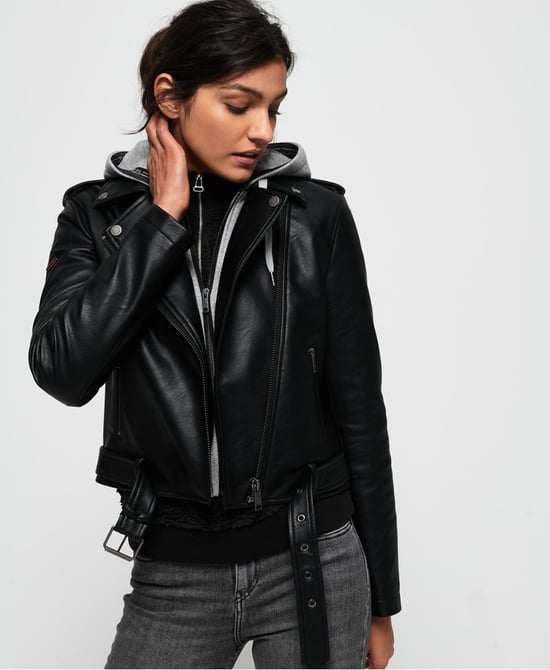 Superdry PU Hooded Biker Jacket