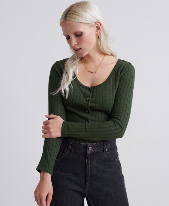 Superdry Button Through Rib Top