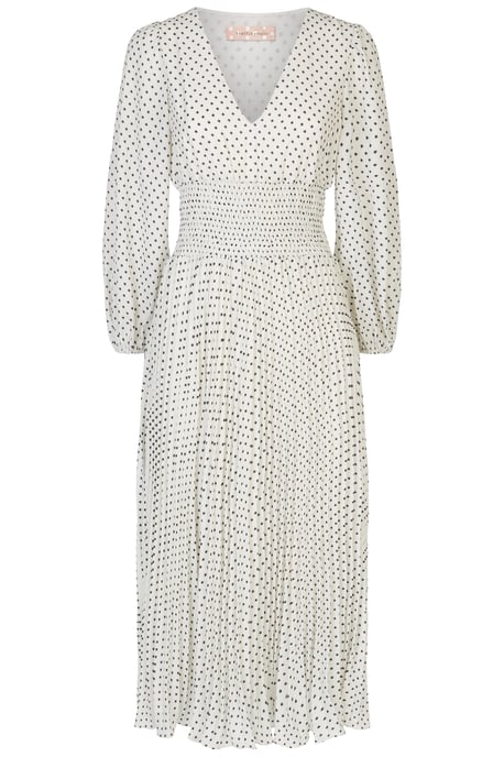 Aurora Star Print Pleated Midi Dress in White