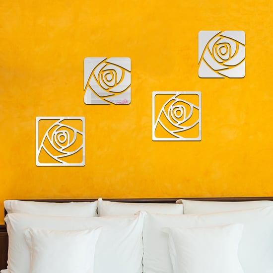 WSM2045 - 2pcs/lot Rectangle 3D Rose Floral Mirror Wall Art