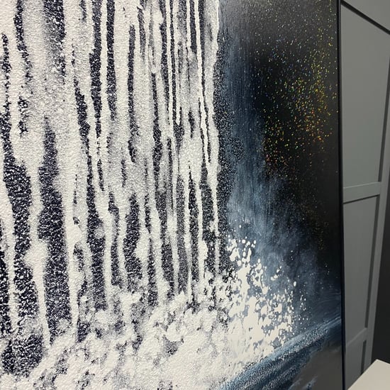 Abstract Waterfall Painted Canvas with Black Frame 90x120