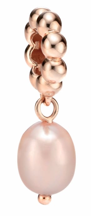 Elements Silver Womens 925 Sterling Silver Rose Gold Plated Pink Pearl Drop Spacer Charm