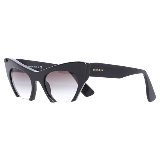 Miu Miu SMU 10OS Semi Rimless Katteoog Zonnebril in Zwart Acetaat - Image 2
