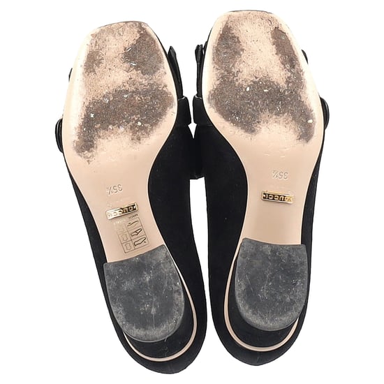 Gucci GG Marmont Mid-Heel Loafer Pumps in Black Suede - Image 6