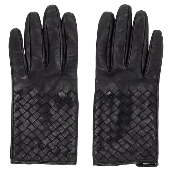 Bottega Veneta Intrecciato Gloves in Black Leather - Image 1