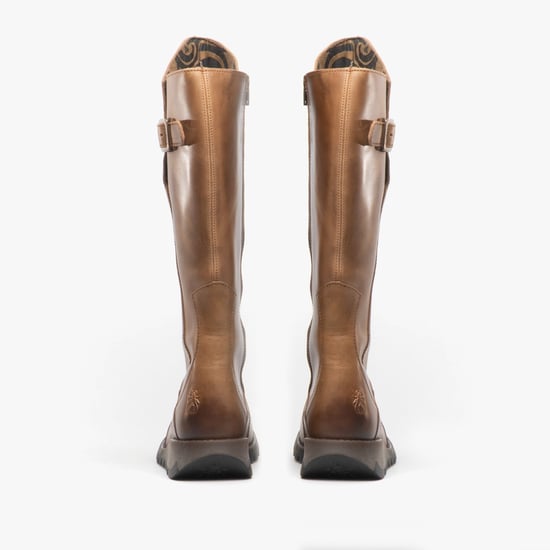 Fly London Dames Camel Brown MOL 2 Leren Wedgesleekte Kniehoge Laarzen met Ritssluiting - Image 4