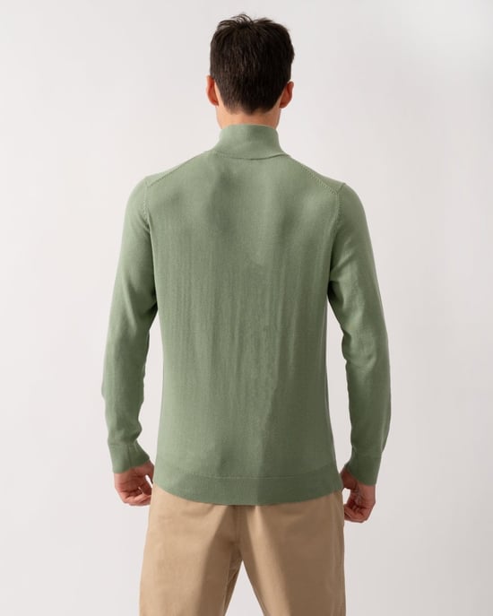 katoenen trui Gant half zip trui effen groen normale fit - Image 4