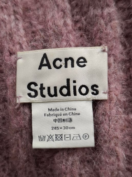 Acne Studios Ribben Brei Sjaal in Roze Wol - Image 6