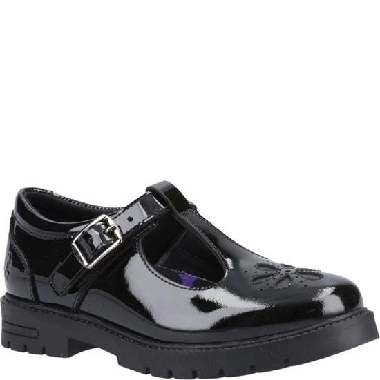 FIONA Meisjes Leren School schoenen Patent Zwart - Image 1