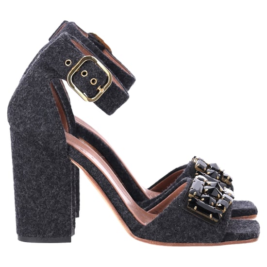Marni Vilt Kristallen Versierde Enkelband Sandalen in Grijs Wol - Image 1