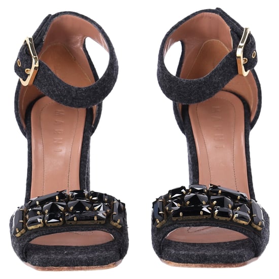 Marni Vilt Kristallen Versierde Enkelband Sandalen in Grijs Wol - Image 2