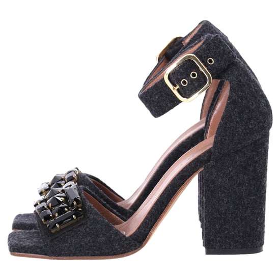 Marni Vilt Kristallen Versierde Enkelband Sandalen in Grijs Wol - Image 3