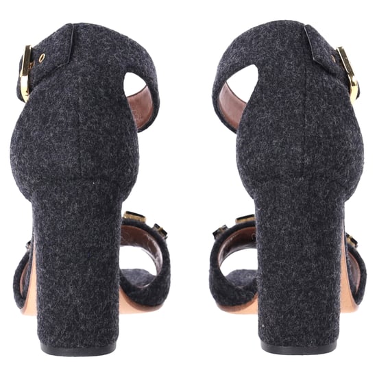 Marni Vilt Kristallen Versierde Enkelband Sandalen in Grijs Wol - Image 4