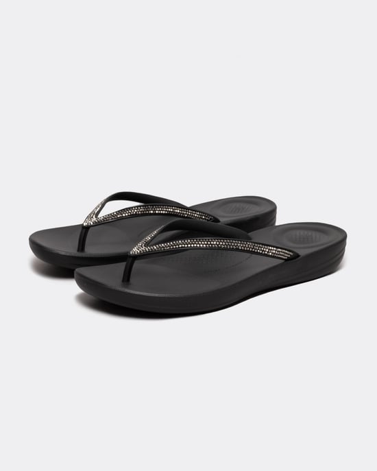 FitFlop Iqushion Sparkle Rubberen Dames Zwarte Flip-Flops - Image 1