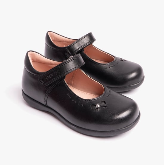 NAIMARA G A Meisjes Leren Klittenband School Schoenen Zwart - Image 4