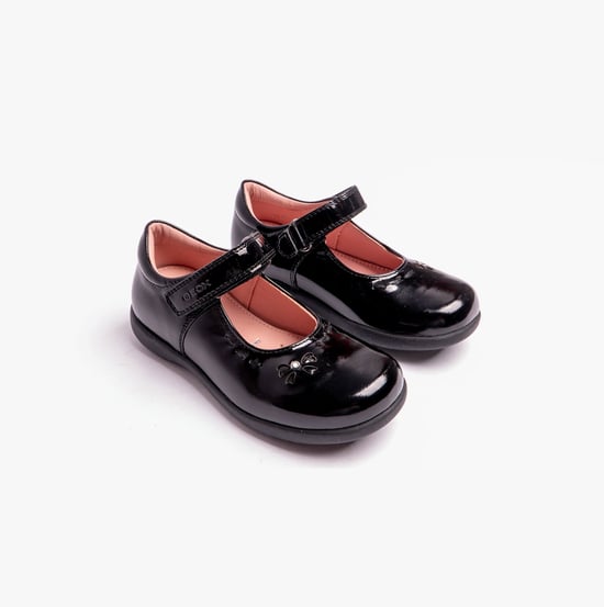 NAIMARA G A Meisjes Leren Klittenbandschoen School Patent Zwart - Image 6