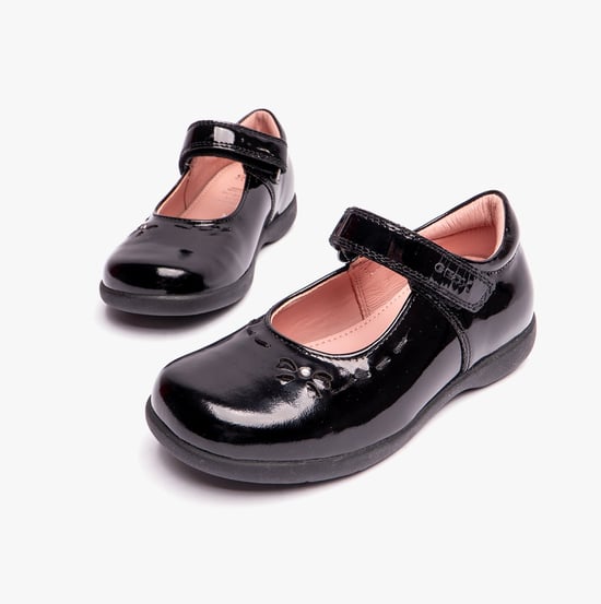 NAIMARA G A Meisjes Leren Klittenbandschoen School Patent Zwart - Image 5