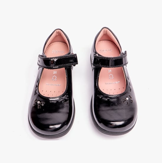 NAIMARA G A Meisjes Leren Klittenbandschoen School Patent Zwart - Image 4