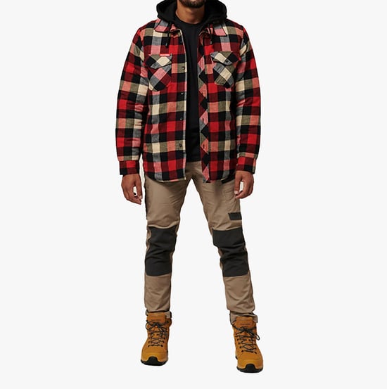 Hard Yakka QUILTED FLANNEL Heren Shirt Jack Rood - Image 5