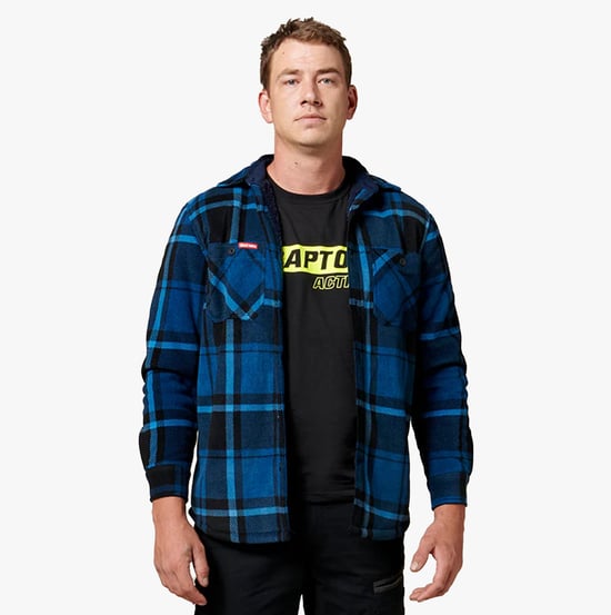 Hard Yakka QUILTED FLANNEL Heren Overhemdjack Blauw - Image 1