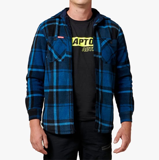 Hard Yakka QUILTED FLANNEL Heren Overhemdjack Blauw - Image 4