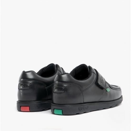 Nieuwe heren/heren zwarte kickers fragma touch fastening schoolschoenen. - Image 5